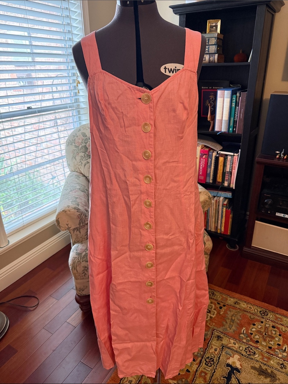 Vince Camuto Coral Pink Button-Front Sundress